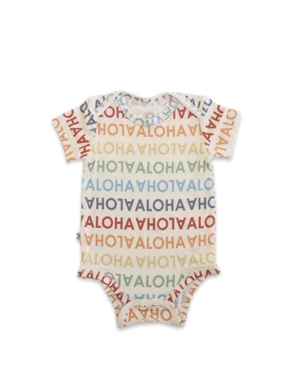 SkyeHi Short Sleeve Bamboo Fabric Multicolor ALOHA Onesie, Like New